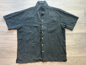 Batik Bay Men's XL 100% Silk Machine Washable Textured Dark Gray Button-Up Shirt